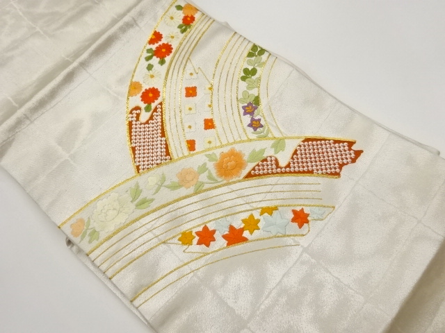 JAPANESE NAGOYA OBI / EMBROIDERY / WAVY STRIPE